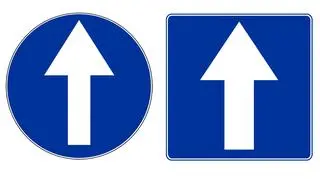 C-5 "nakaz jazdy prosto" i D-3 "droga jednokierunkowa"