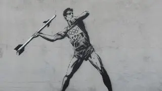 "Javelin missle" jedna z dwóch prac Banksy'ego z okazji igrzysk olimpijskich