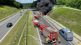 Pożar autobusu na A4 pod Krakowem
