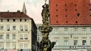 Fontanna Neptuna na Nowym Targu, pocztówka, 1906