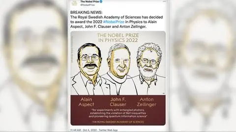 Nobel z fizyki 2022 przyznany