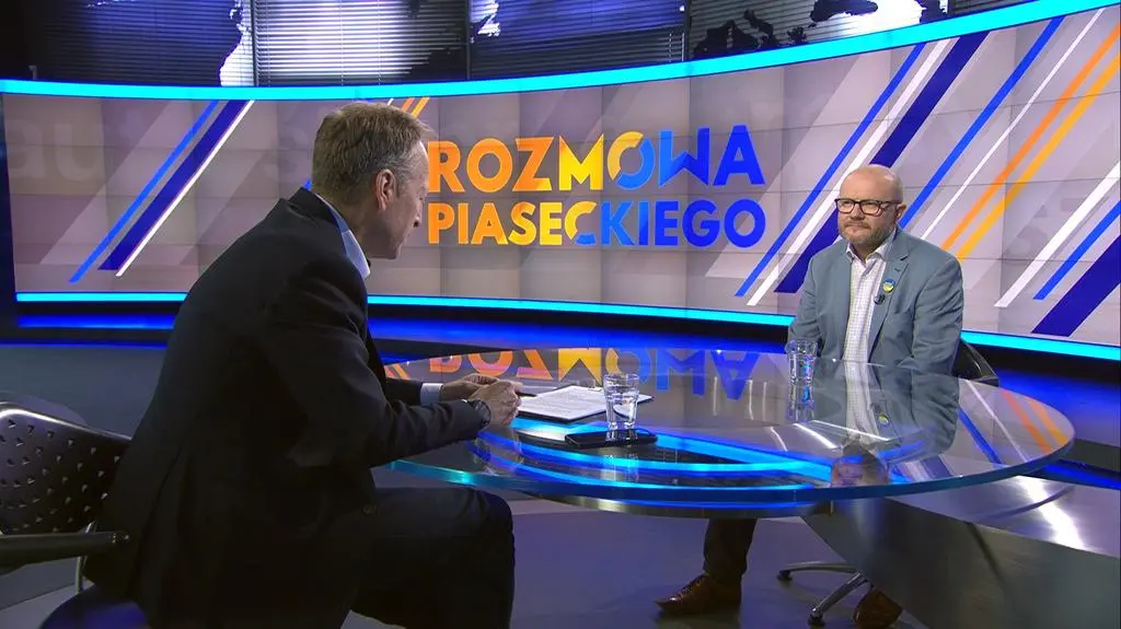 Maciej Duszczyk w "Rozmowie Piaseckiego" (kadr z lipca 2023 roku)