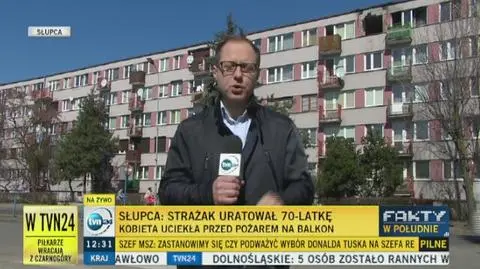 Strażak wskoczył na balkon i pomógł staruszce