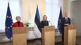 Przewodnicząca Komisji Europejskiej Ursula von der Leyen, sekretarz generalny NATO Jens Stoltenberg oraz premier Estonii Kaja Kallas spotkali się w Tallinie