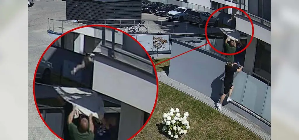 Dziecko spadło z balkonu, sąsiedzi złapali je w koc. Wstrząsające nagranie