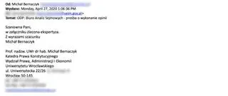 ekspert wysyła opinię do BAS