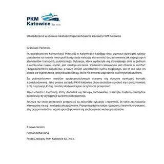 Oświadczenie PKM w Katowicach