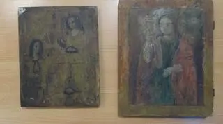 Obrazy przedstawiające zwiastowanie Najświętszej Maryi Pannie i wizerunek św. Barbary próbował 