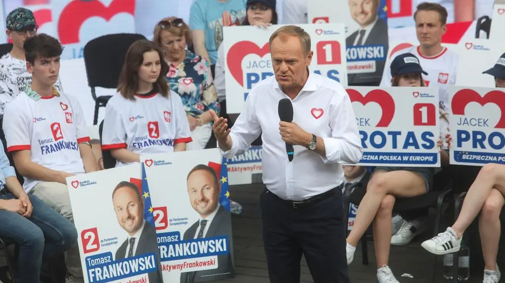 Donald Tusk an election rally in Białystok