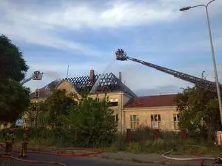 Pożar dawnego dworca towarowego w Bydgoszczy