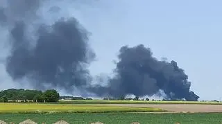 Pożar składowiska odpadów w Łaniętach (woj. łódzkie)