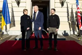 Joe Biden i Wołodymyr Zełenski w Kijowie (20.02.2023)