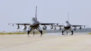 U.S. F-16 fighter jets in Łask Air Base, Poland