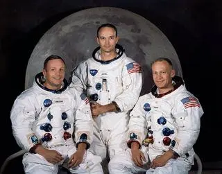 Załoga misji Apollo 11: (od lewej)  Neil A. Armstrong, Michael Collins i  Edwin E. Aldrin Jr.