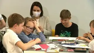 Swiatłana Cichanouska w Centrum Białoruskiej Solidarności w Warszawie