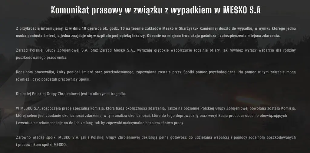 Komunikat spółki MESKO 