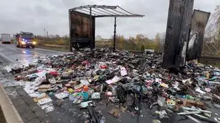 Wiózł zabawki, naczepa stanęła w ogniu