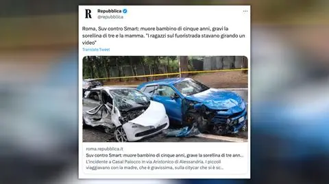 5-letni Manuel zmarł w wyniku wypadku samochodowego na obrzeżach Rzymu
