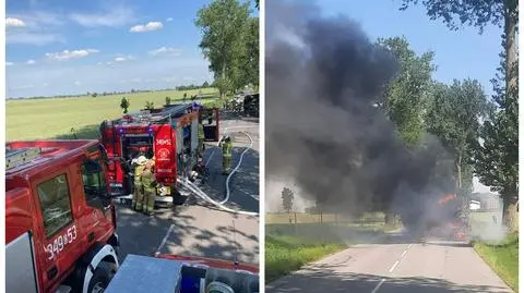 Pożar samochodu w miejscowości Kowróz pod Toruniem
