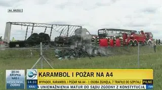 Karambol i pożar na A4