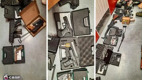 Materiały wybuchowe, broń i milion złotych w gotówce