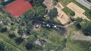 Widok z góry na nieistniejące już boisko