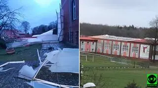Wiatr zerwał dach hali w miejscowości Dobra