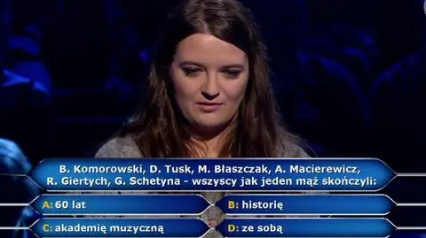 Pytanie w "Milionerach" o to, co łączy Komorowskiego, Tuska, Błaszczaka, Macierewicza, Giertycha oraz Schetynę