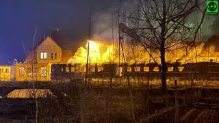 Pożar pociągu na stacji Sośnie Ostrowskie