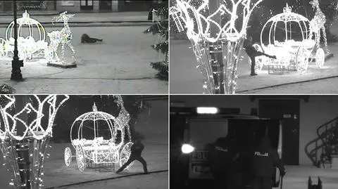 Zniszczył renifera, skopał ozdobne łuki. Film z monitoringu