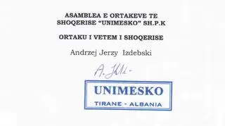 Fragment dokumentu albańskiej spółki Andrzeja Izdebskiego