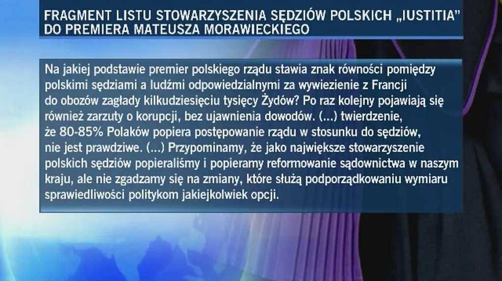 Stowarzyszenie Sędziów Polskich Iustitia napisało list do szefa rządu