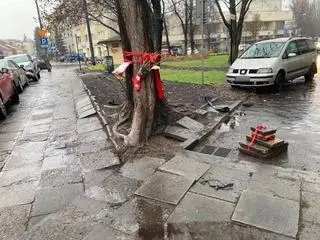 "Elfy" zerwały betonowe płyty na krakowskich Dębnikach