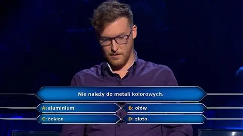Co nie jest metalem kolorowym? Pytanie z "Milionerów" za 75 tysięcy złotych