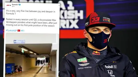 Smutny i schowany za śmietnikiem. Bolesne drugie miejsce Verstappena