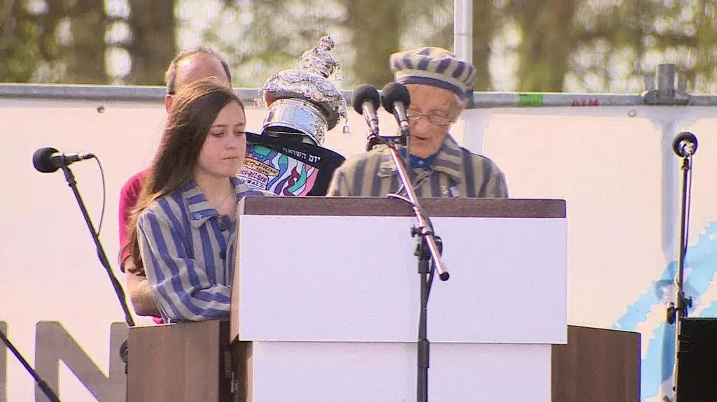 Edward Mosberg podczas Marszu Żywych