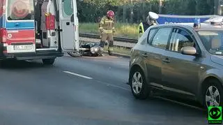 Wypadek motocyklisty z radiowozem w Zgierzu