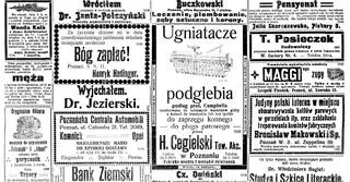 Ogłoszenia w "Dzienniku Poznańskim" z 7 września 1911 r.