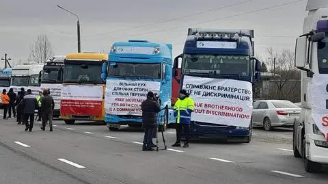Protest ukraińskich kierowców w odpowiedzi na protest polskich rolników