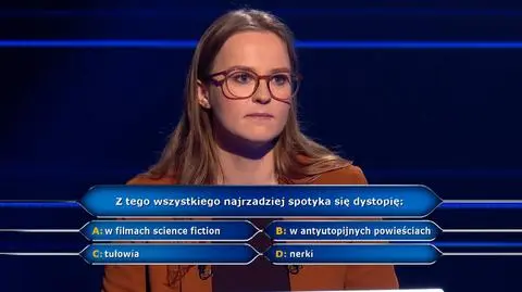 W czym najrzadziej spotyka się dystopię? Pytanie z "Milionerów"