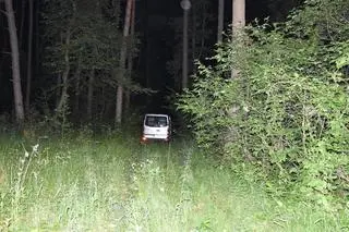 Bus ukryty był w lesie 