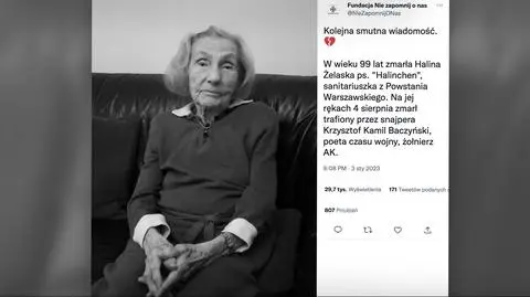 Na jej rękach zmarł Krzysztof Kamil Baczyński. Nie żyje sanitariuszka Halina Żelaska