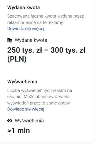 Dane dotyczące wybranych spotów referendalnych Stowarzyszenia Pokolenie
