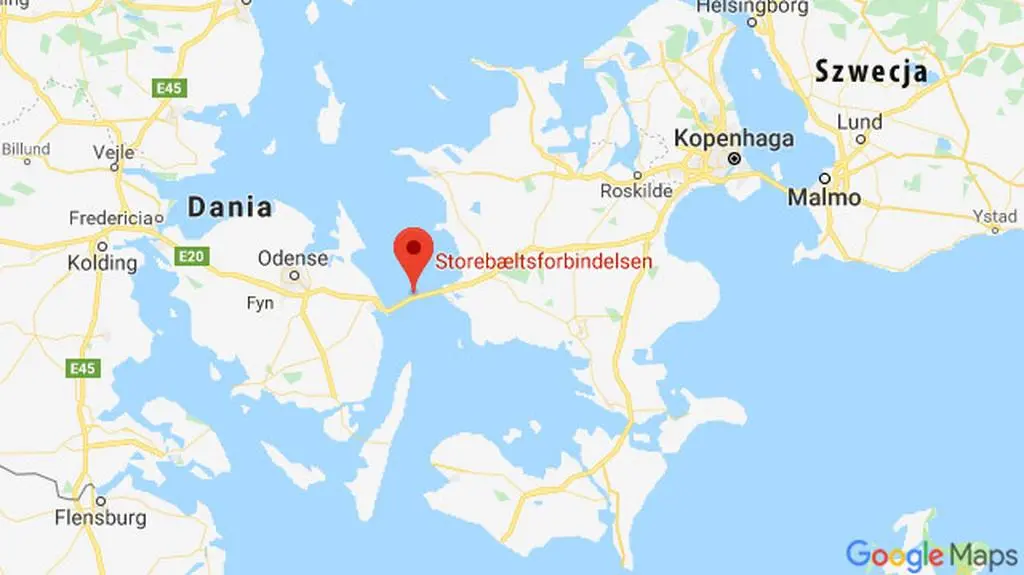 Wypadek miał miejsce na moście Storebaelt nad Wielkim Bełtem