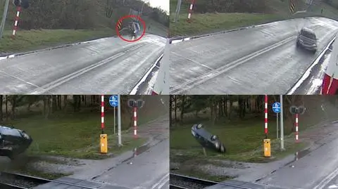 Uderzył w barierki, przejechał przez tory, a na koniec jeszcze dachował. Był pijany