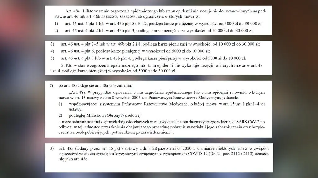 Jak się zmieniał art. 48a w jednej z ustaw covidowych w kolejnych nowelizacjach.