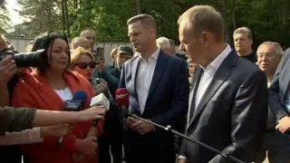 Donald Tusk na spotkaniu z mieszkańcami Trzebini
