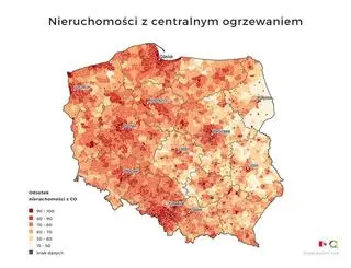 Mapa nieruchomości z centralnym ogrzewaniem