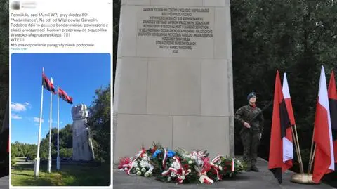 Banderowskie flagi przy pomniku polskiej armii? Wyjaśniamy, skąd te barwy