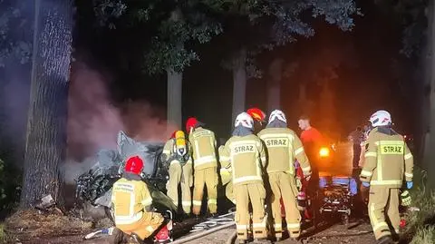 Uderzył w drzewa, auto stanęło w płomieniach. Zginął 23-letni kierowca